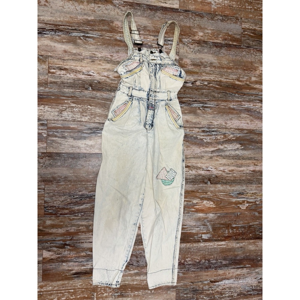 Vintage 90's Get Used By Elie Acid Wash Overalls Bibs Size Small Streetwear RARE